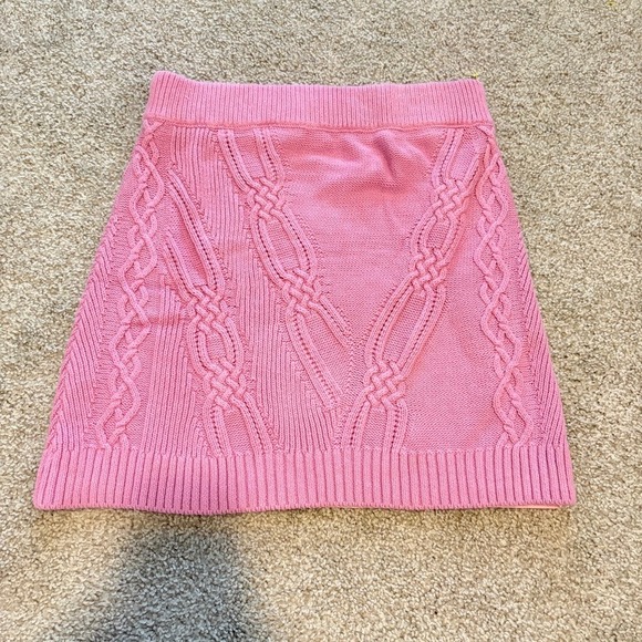 Maeve Dresses & Skirts - Maeve Anthropologie Cable Knit Sweater Skirt Womens S Pink Coquette Cozy Barbie